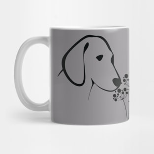 Dog Playing with Flowers Mug